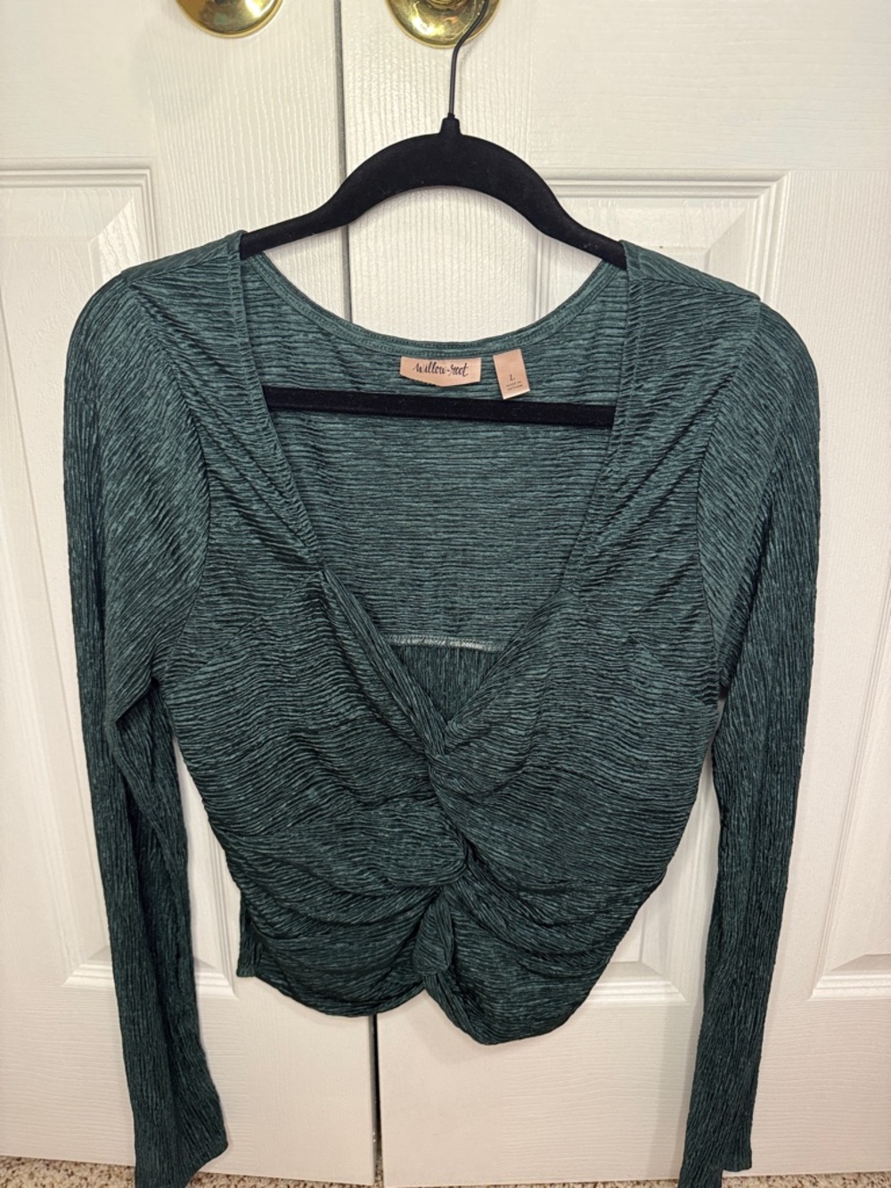 Willow & Root Twist-Front Long Sleeve Blouse